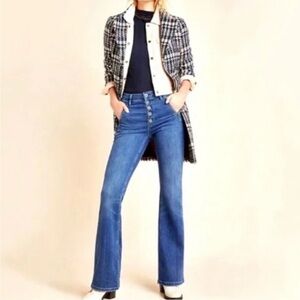 Anthropologie Pilcro and The Letterpress Buttonfly High-Rise Flare Jeans Size 25